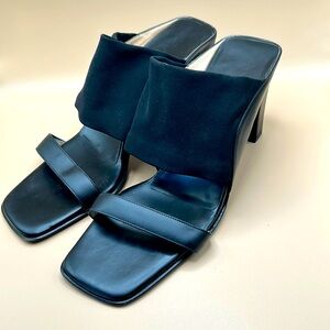 Ferragamo Chunky Black Sandal Heels